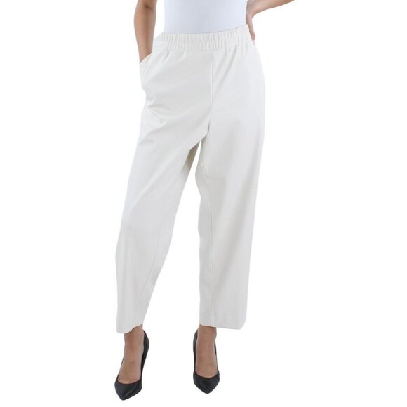 Anne Klein White Faux Leather Women's Cropped Pants Size XL